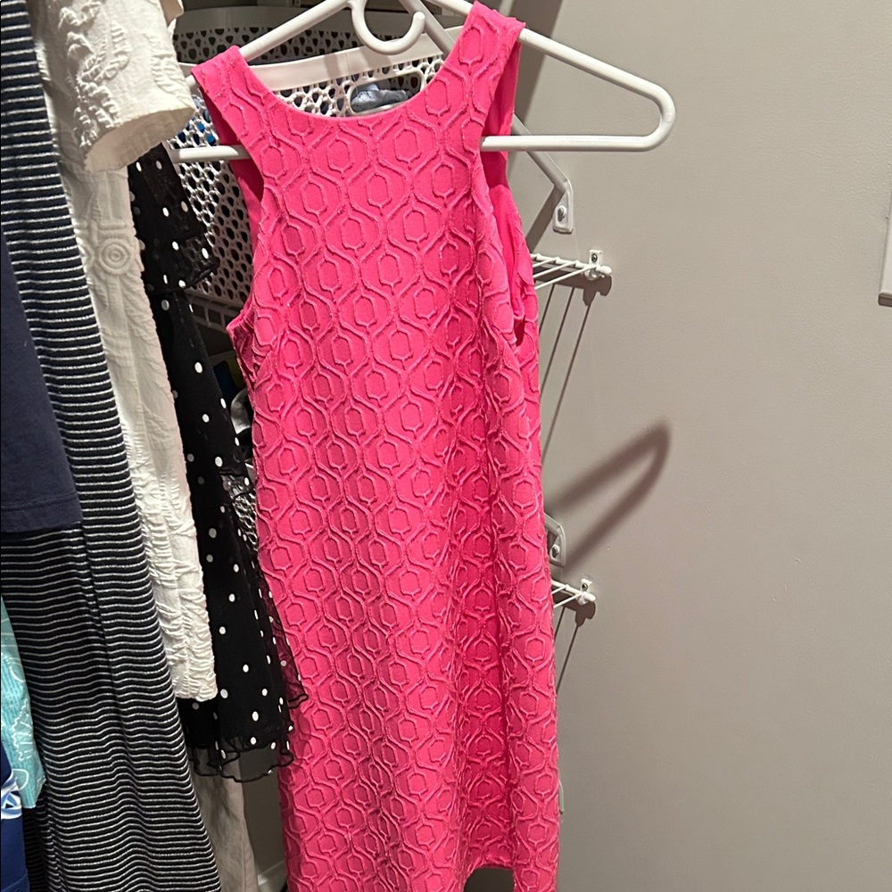 Lilly Pulitzer Bright Hot Pink Textured Midi Shift Dress